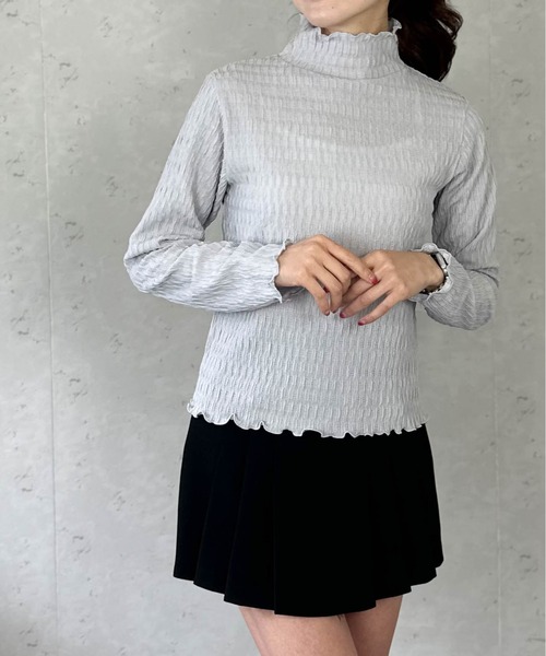 Per sist ence（パーシエンス）の「シアージャガードメローハイネックトップス（Tシャツ/カットソー・レディース・ライトグレー/ホワイト/ブラック・FREE）」の14枚目の写真