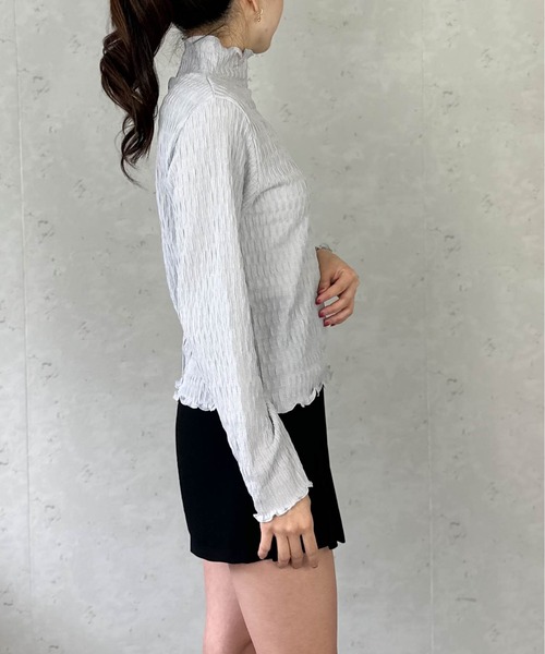Per sist ence（パーシエンス）の「シアージャガードメローハイネックトップス（Tシャツ/カットソー・レディース・ライトグレー/ホワイト/ブラック・FREE）」の15枚目の写真