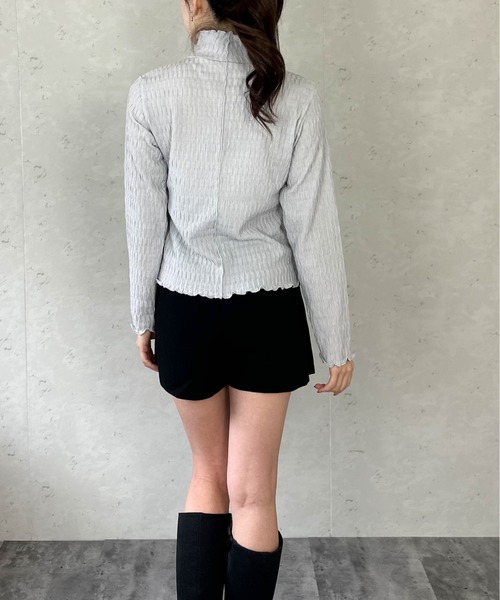 Per sist ence（パーシエンス）の「シアージャガードメローハイネックトップス（Tシャツ/カットソー・レディース・ライトグレー/ホワイト/ブラック・FREE）」の16枚目の写真