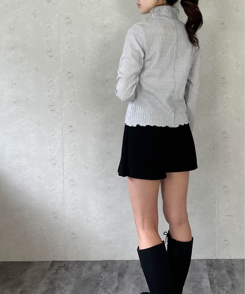 Per sist ence（パーシエンス）の「シアージャガードメローハイネックトップス（Tシャツ/カットソー・レディース・ライトグレー/ホワイト/ブラック・FREE）」の17枚目の写真
