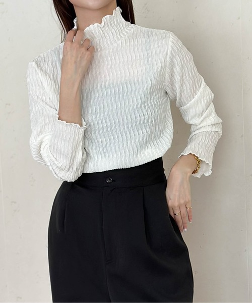 Per sist ence（パーシエンス）の「シアージャガードメローハイネックトップス（Tシャツ/カットソー・レディース・ライトグレー/ホワイト/ブラック・FREE）」の21枚目の写真