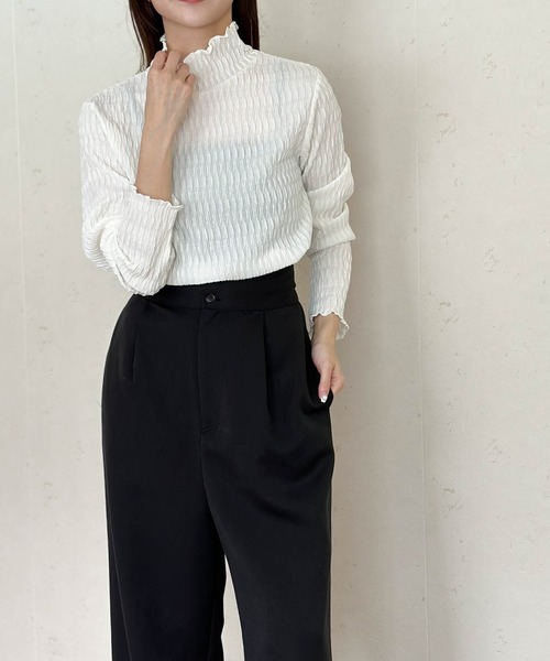 Per sist ence（パーシエンス）の「シアージャガードメローハイネックトップス（Tシャツ/カットソー・レディース・ライトグレー/ホワイト/ブラック・FREE）」の22枚目の写真