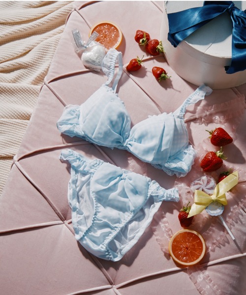 セール】フラッフィーギンガムリボンブラジャー＆ショーツセット（ブラ