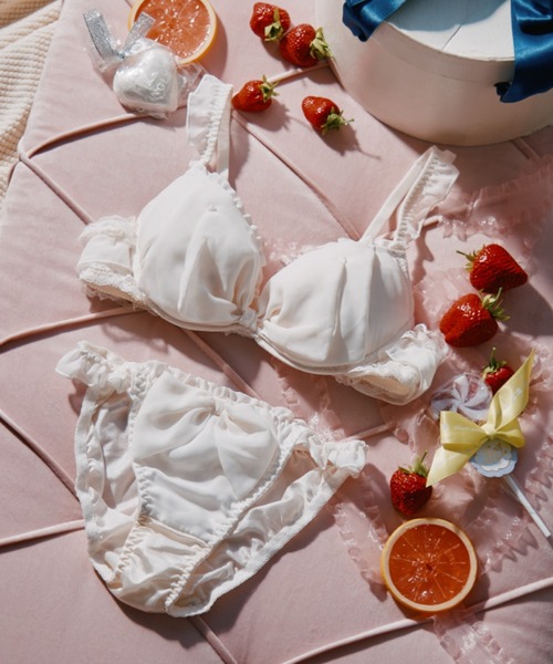 セール】フラッフィーギンガムリボンブラジャー＆ショーツセット（ブラ