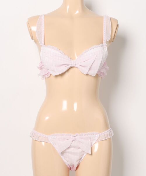 セール】フラッフィーギンガムリボンブラジャー＆ショーツセット（ブラ
