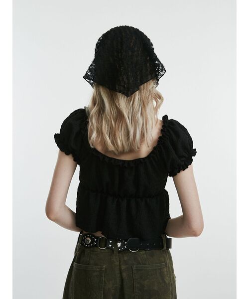 jouetie（ジュエティ）の「レースバンダナ（バンダナ/スカーフ・レディース・ブラック/オフホワイト/ブルー・FREE）」の5枚目の写真