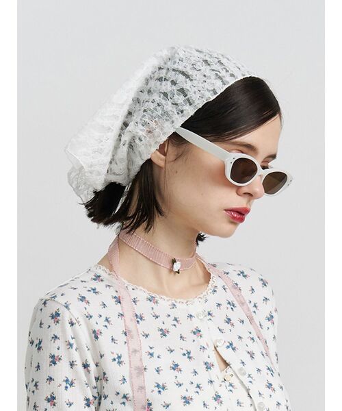 jouetie（ジュエティ）の「レースバンダナ（バンダナ/スカーフ・レディース・ブラック/オフホワイト/ブルー・FREE）」の4枚目の写真