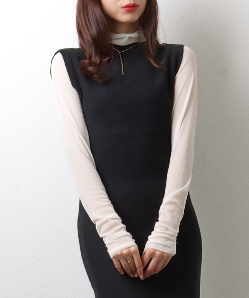 Lace Ladies(レースレディース)の「【2点セット】 トップス付き ノースリーブ マーメイド ロング ニット ワンピース(ワンピース・レディース・ブラック/ベージュ/ブラウン・FREE/S)」の7枚目の写真