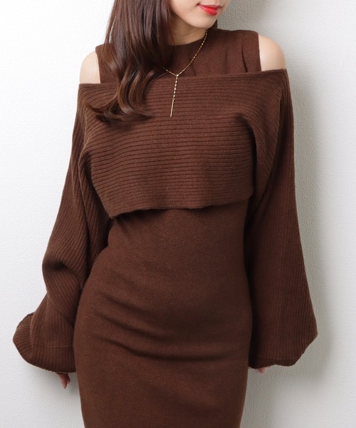 Lace Ladies(レースレディース)の「【2点セット】 トップス付き ノースリーブ マーメイド ロング ニット ワンピース(ワンピース・レディース・ブラック/ベージュ/ブラウン・FREE/S)」の10枚目の写真