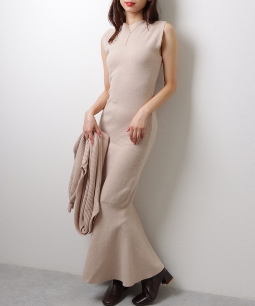 Lace Ladies(レースレディース)の「【2点セット】 トップス付き ノースリーブ マーメイド ロング ニット ワンピース(ワンピース・レディース・ブラック/ベージュ/ブラウン・FREE/S)」の19枚目の写真