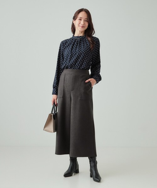 DRESKIP(ドレスキップ)の「◆【あったか】きれいめ ベイカーガウチョパンツ(その他パンツ・レディース・チャコールグレー/ライトベージュ/グリーン・02/01/04/03)」の6枚目の写真