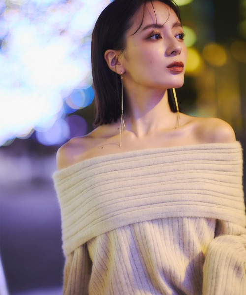 セール】オフショルリブニットセットアップ（ワンピース）｜anuans（ア