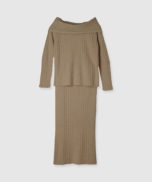 セール】オフショルリブニットセットアップ（ワンピース）｜anuans（ア