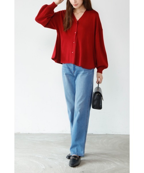 ［ペプラムＶネックカーデ］（ニット/セーター）｜M.deux（エムドゥ）