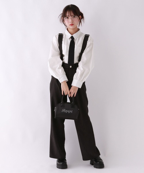 repipi armario（レピピ アルマリオ）の「ストライプサスペンダーパンツ（その他パンツ・キッズ・ブラック/グレー・LARGE/MEDIUM/SMALL）」の4枚目の写真