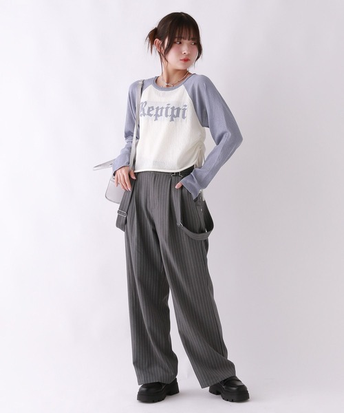 repipi armario（レピピ アルマリオ）の「ストライプサスペンダーパンツ（その他パンツ・キッズ・ブラック/グレー・LARGE/MEDIUM/SMALL）」の7枚目の写真