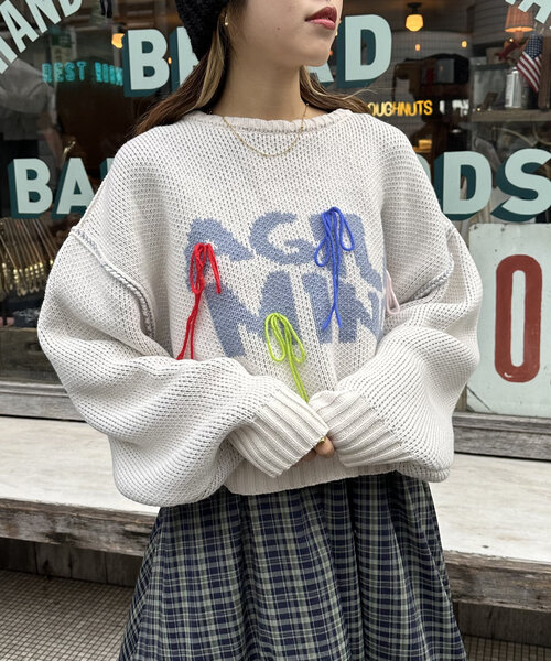 ニット セーター コンパクト配色ロゴニット レディース w closet（ダブルクローゼット）の「【3色展開】カラフル