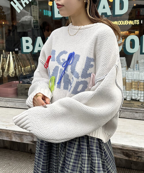 セール】【3色展開】カラフルロゴニット（ニット/セーター）｜w