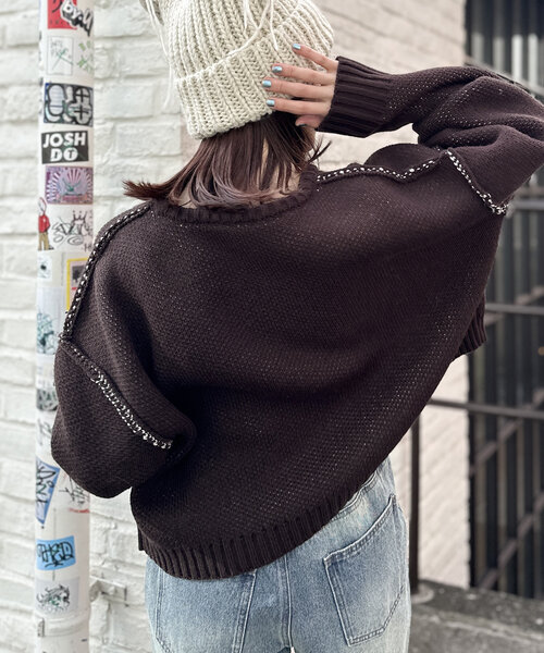 w closet(ダブルクローゼット)の「【3色展開】カラフルロゴニット(ニット/セーター・レディース・ブルー/アイボリー/ブラウン・FREE)」の16枚目の写真