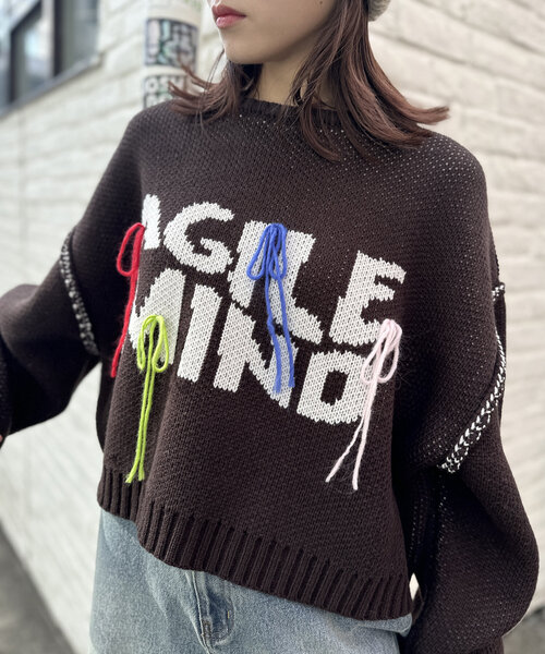  カラフルロゴ セーター セール】【3色展開】カラフルロゴニット（ニット/セーター）｜w