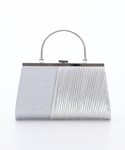 haremode（ハレモード）の「結婚式 お呼ばれ 謝恩会 成人式 対応 フォーマルバッグ グリッター プリーツ メタルハンドル チェーン付き2WAY パーティ オケージョン バッグ（クラッチバッグ・レディース・ブラック/シルバー/ベージュ・FREE）」の3枚目の写真