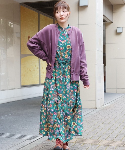 チチカカ（チチカカ）の「ピグメントスウェットブルゾン（ブルゾン・レディース・ダークパープル/オフホワイト/チャコールグレー・FREE）」の8枚目の写真