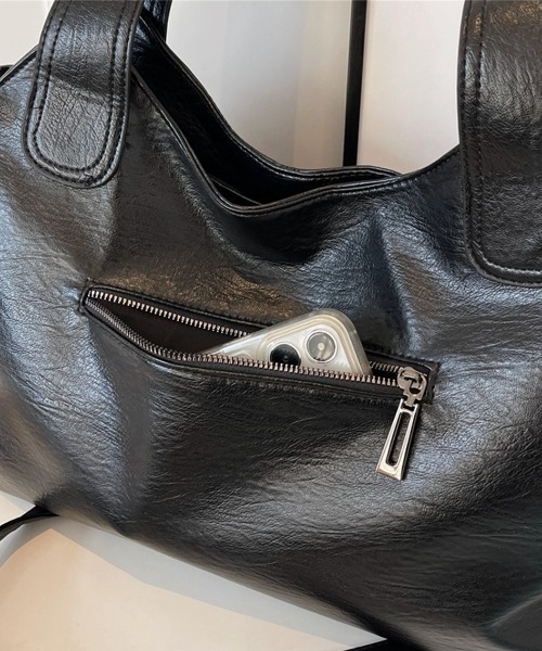 lilful（リルフル）の「2WAY ダブルジップデザイン 大容量ボストンショルダーバッグ 多機能ポケット付（ショルダーバッグ・レディース・ブラック/ブラウン/キャメル・F）」の19枚目の写真