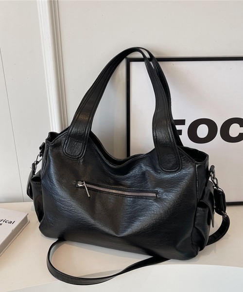 lilful（リルフル）の「2WAY ダブルジップデザイン 大容量ボストンショルダーバッグ 多機能ポケット付（ショルダーバッグ・レディース・ブラック/ブラウン/キャメル・F）」の15枚目の写真