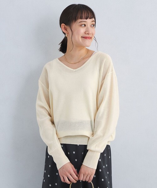 green label relaxing（グリーンレーベルリラクシング）の「シャーリー 2WAY プルオーバー ニット -ウォッシャブル-（ニット/セーター・レディース・ブラック/ベージュ/オフホワイト/イエロー・FREE）」の14枚目の写真