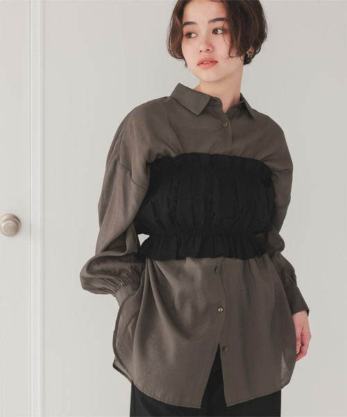 titivate(ティティベイト)の「ベーシックシアーシャツ(シャツ/ブラウス・レディース・オフホワイト/ダークブラウン/イエロー/オレンジ/ネイビー/グレイッシュベージュ/ブラック・S/FREE)」の3枚目の写真