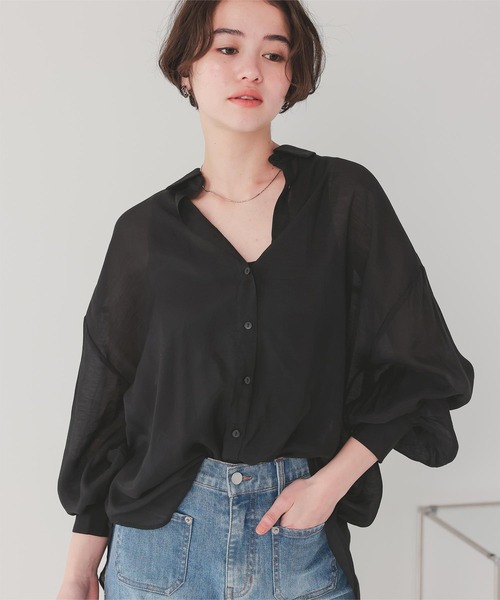 titivate(ティティベイト)の「ベーシックシアーシャツ(シャツ/ブラウス・レディース・オフホワイト/ダークブラウン/イエロー/オレンジ/ネイビー/グレイッシュベージュ/ブラック・S/FREE)」の1枚目の写真