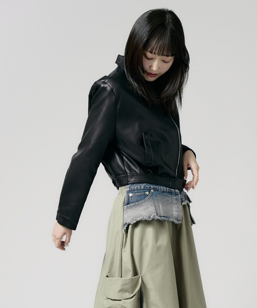 Fake Leather Semi-Double Riders Jacket / セミダブル