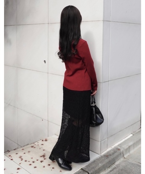 mellowneon（メロウネオン）の「フリルボタンプチハイネックニット（Tシャツ/カットソー・レディース・ブラック/ホワイト/ベージュ/レッド/グレー・FREE）」の22枚目の写真