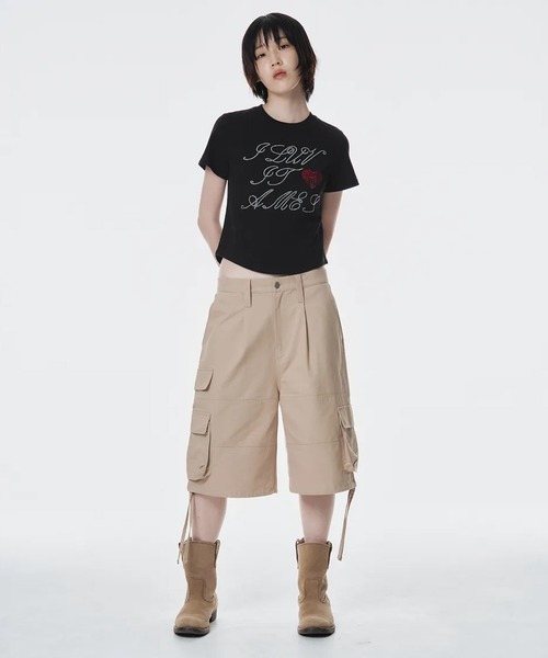 tシャツ A'GEM/9 × .kom 「AMESWORLDWIDE/アメスワールドワイド」 AMES HOTFIX CROP TEE/アメスホットフ A'GEM/9 × .kom 『AMESWORLDWIDE/アメスワールドワイド』 AMES