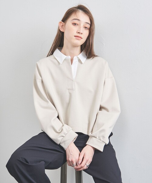 UNITED ARROWS(ユナイテッドアローズ)の「ウラケ ポロカラー カットソー(Tシャツ/カットソー・レディース・ナチュラル/ブラック・FREE)」の2枚目の写真