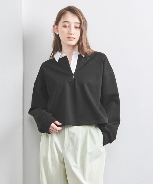 UNITED ARROWS(ユナイテッドアローズ)の「ウラケ ポロカラー カットソー(Tシャツ/カットソー・レディース・ナチュラル/ブラック・FREE)」の3枚目の写真