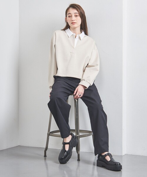 UNITED ARROWS(ユナイテッドアローズ)の「ウラケ ポロカラー カットソー(Tシャツ/カットソー・レディース・ナチュラル/ブラック・FREE)」の5枚目の写真