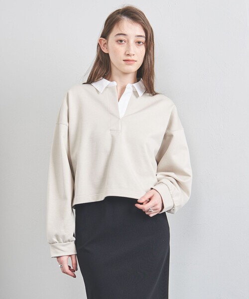 UNITED ARROWS(ユナイテッドアローズ)の「ウラケ ポロカラー カットソー(Tシャツ/カットソー・レディース・ナチュラル/ブラック・FREE)」の6枚目の写真