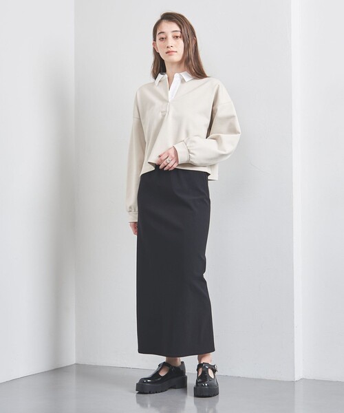 UNITED ARROWS(ユナイテッドアローズ)の「ウラケ ポロカラー カットソー(Tシャツ/カットソー・レディース・ナチュラル/ブラック・FREE)」の8枚目の写真