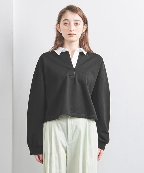 UNITED ARROWS(ユナイテッドアローズ)の「ウラケ ポロカラー カットソー(Tシャツ/カットソー・レディース・ナチュラル/ブラック・FREE)」の9枚目の写真