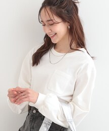 Cutie Blonde | 【洗える/S-LL】一枚でもレイヤードでも ラウンドヘムポケット付きロンT(Tシャツ/カットソー)