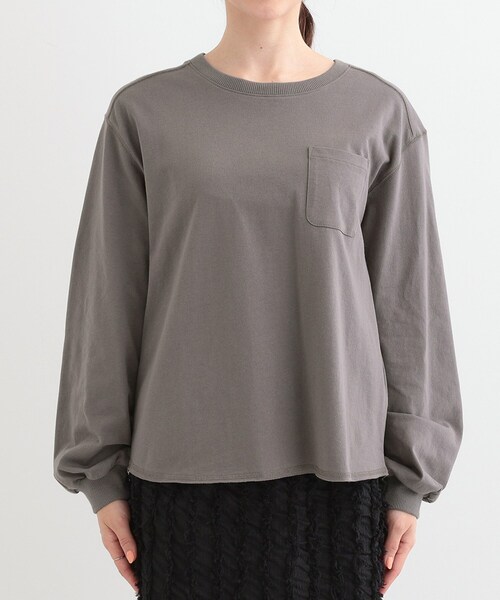 Cutie Blonde(キューティーブロンド)の「【洗える/S-LL】一枚でもレイヤードでも ラウンドヘムポケット付きロンT(Tシャツ/カットソー・レディース・ホワイト/チャコールグレー/ブラック・01/02/03/04)」の16枚目の写真