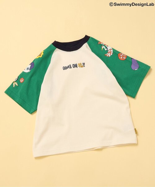F.O.KIDS(エフオーキッズ)の「SWIMMYコラボ COME ON 福!!Tシャツ(Tシャツ/カットソー・キッズ・グリーン/パープル/チャコール・140/130/120/110/100/90/80)」の1枚目の写真
