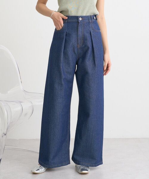 セール】ラメデニム タックデニムパンツ（デニムパンツ）｜earth