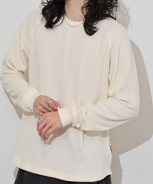 KRIFF MAYER(クリフメイヤー)の「KRIFF MAYER Honeycomb waffle long T-shirt / ハニカムワッフルロングTシャツ unisex(Tシャツ/カットソー・メンズ・ナチュラル/グレー/チャコール/ネイビー・M/L/XL)」の4枚目の写真