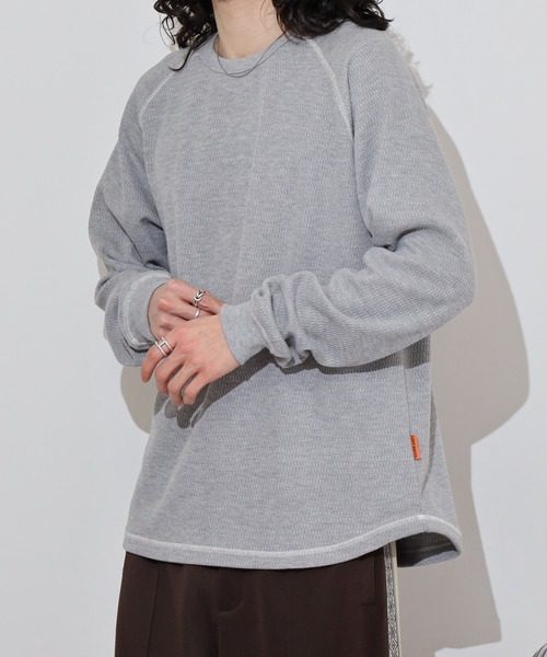 KRIFF MAYER(クリフメイヤー)の「KRIFF MAYER Honeycomb waffle long T-shirt / ハニカムワッフルロングTシャツ unisex(Tシャツ/カットソー・メンズ・ナチュラル/グレー/チャコール/ネイビー・M/L/XL)」の2枚目の写真