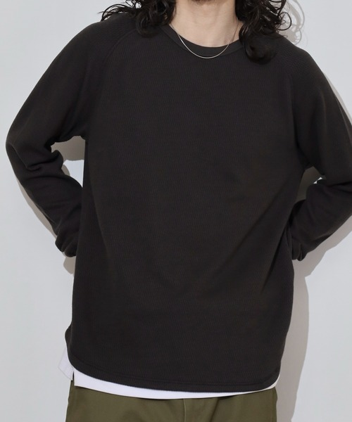KRIFF MAYER(クリフメイヤー)の「KRIFF MAYER Honeycomb waffle long T-shirt / ハニカムワッフルロングTシャツ unisex(Tシャツ/カットソー・メンズ・ナチュラル/グレー/チャコール/ネイビー・M/L/XL)」の3枚目の写真