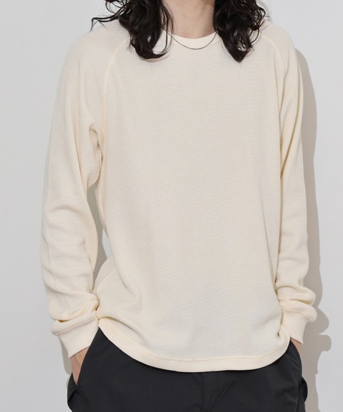 KRIFF MAYER(クリフメイヤー)の「KRIFF MAYER Honeycomb waffle long T-shirt / ハニカムワッフルロングTシャツ unisex(Tシャツ/カットソー・メンズ・ナチュラル/グレー/チャコール/ネイビー・M/L/XL)」の10枚目の写真