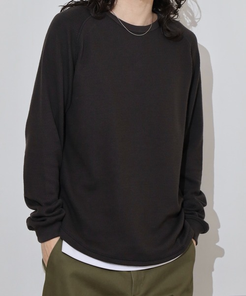 KRIFF MAYER(クリフメイヤー)の「KRIFF MAYER Honeycomb waffle long T-shirt / ハニカムワッフルロングTシャツ unisex(Tシャツ/カットソー・メンズ・ナチュラル/グレー/チャコール/ネイビー・M/L/XL)」の7枚目の写真