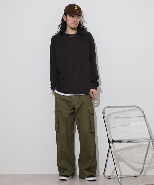 KRIFF MAYER(クリフメイヤー)の「KRIFF MAYER Honeycomb waffle long T-shirt / ハニカムワッフルロングTシャツ unisex(Tシャツ/カットソー・メンズ・ナチュラル/グレー/チャコール/ネイビー・M/L/XL)」の9枚目の写真